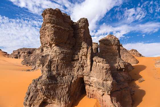 Rock tower at Ouan Zaouatan, Tadrart region, Tassili n ́Ajjer National Park, Sahara, North Africa