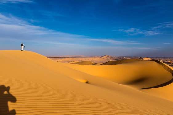 Sand dunes of Oued In Djerane, Tadrart region, Tassili n ́Ajjer National Park, Sahara, North Africa