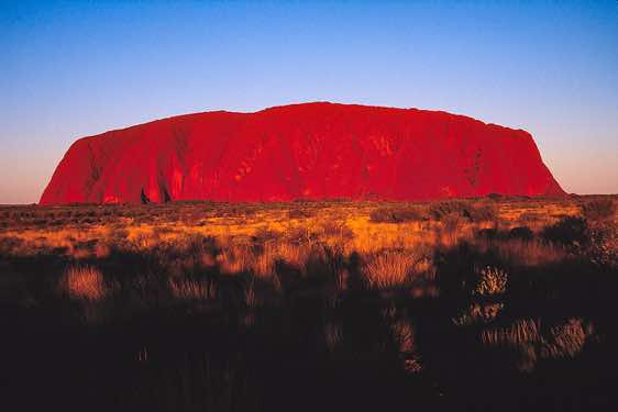 Ayers Rock (Uluru) seen at sunset, Kata Tjuta National Park, Northern Territory