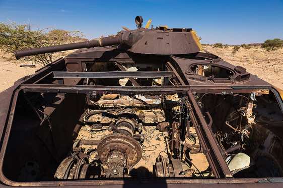 Libyan tank wreck in the desert