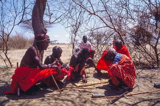Samburu warriors, Samburu village