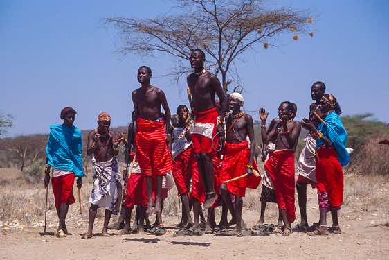 Samburu warriors performing a traditional dance