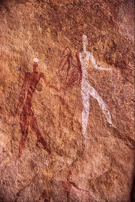 Painting of human figures, Wadi Teshuinat area, Jabal Akakus