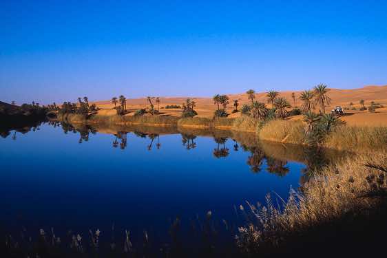 Hidden in the Ubari Sand Sea (Edeyen Ubari) is the picture-perfect Um el Ma lake