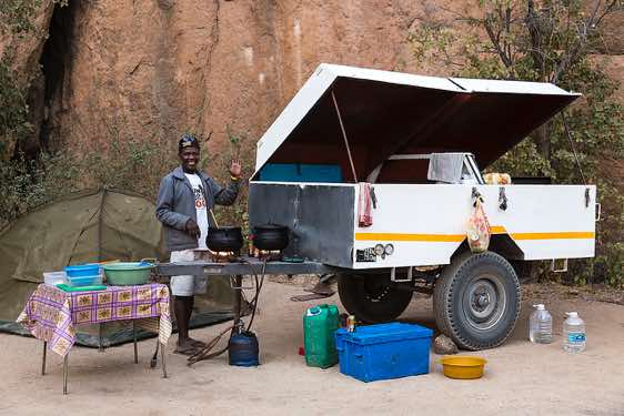 Preparing dinner at campsite, Spitzkoppe, Erongo region