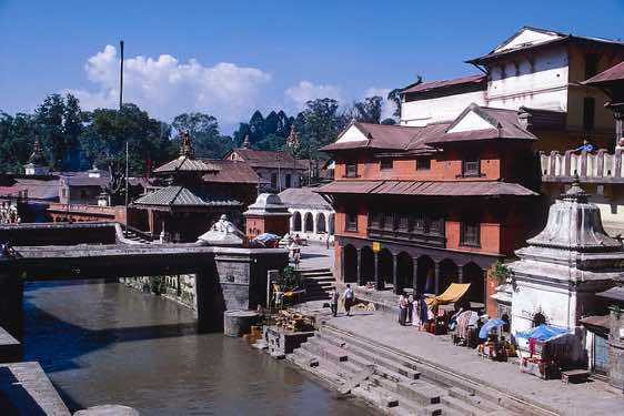 The Hindu temple complex of Pashupatinath on the banks of the sacred Bagmati river