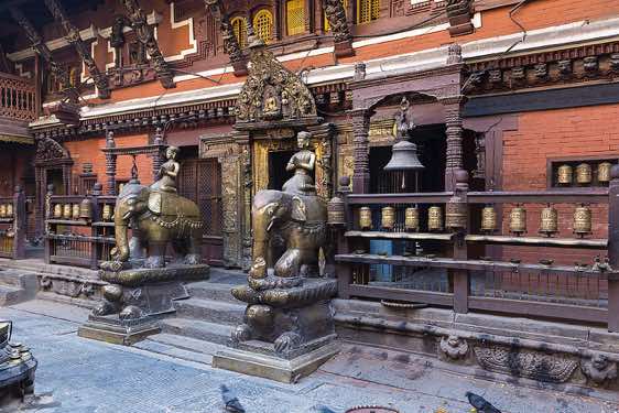 Inside the courtyard of the Golden Temple, Patan