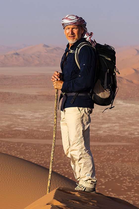 Tour guide Jerome Blösser, desert landscape, Rub al Khali, Empty Quarter, Dhofar region