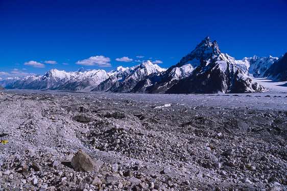 Biafo Glacier, seen from Camp Marphogoro, 4380m, Karakoram Mountains