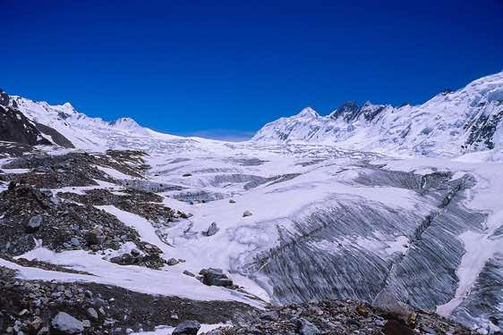 Looking towards Hispar La pass, Karakoram Mountains