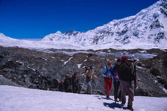 Trekking group, Hispar Glacier, Karakoram Mountains