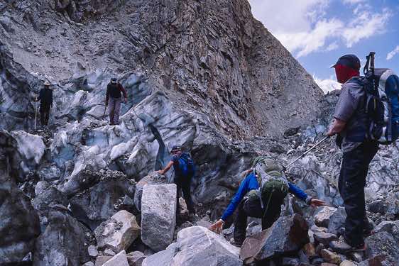 Crossing the Yutmaru (Jutmal) Glacier, Karakoram Mountains