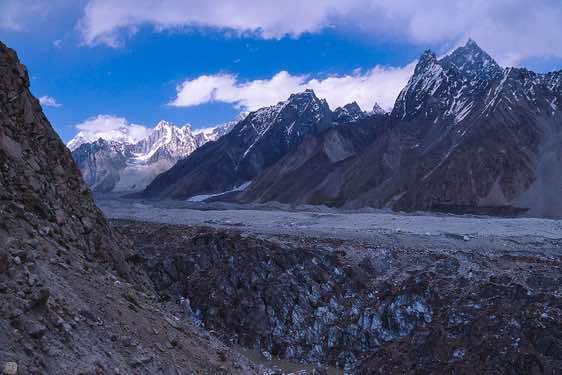 Yutmaru (Jutmal) Glacier, seen from above, Karakoram Mountains
