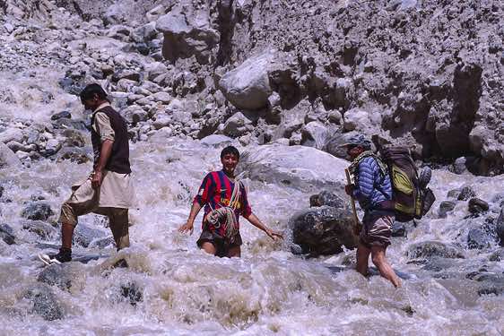 River Crossing with a little help, Karakoram Mountains