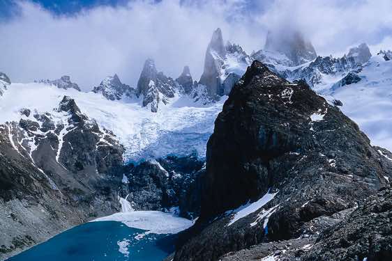 Laguna Sucia and the Río Blanco Glacier icefall, Los Glaciares National Park, Argentina
