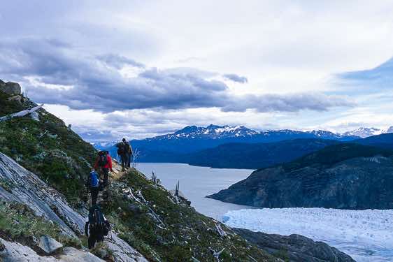 Trekking group, Lago Grey, Grey Glacier, Torres Del Paine National Park, Chile