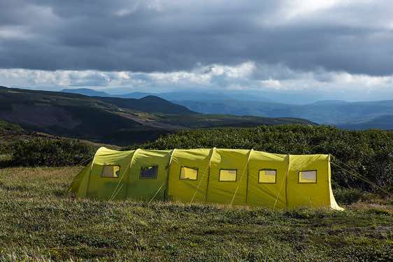 Campsite near Gorely and Mutnowsky volcanoes, 75 km southwest of Petropavlosk-Kamchatski