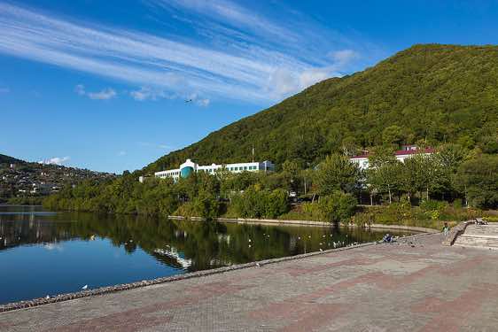View of Kultuchnoe Lake, city centre of Petropavlovsk-Kamchatsky