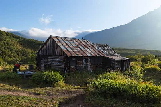 Rustic cabin built by geologists, around Tolbachik trek, Klyuchevskoy Nature Park