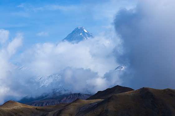 Volcano in the clouds, around Tolbachik trek, Klyuchevskoy Nature Park