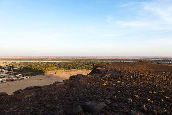 View from the top of Jebel Barkal at sunset, Karima, Northern Sudan