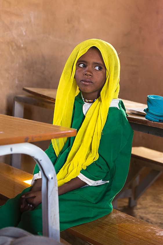 Bisharin nomad girl at school, Bayuda Desert, Northern Sudan