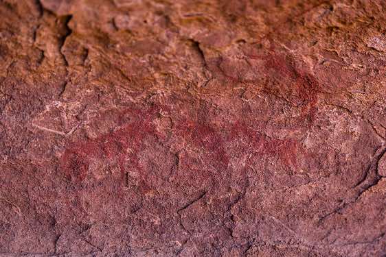 Painting of a hunting scene, Neolithic rock art, Tadrart region, Tassili n ́Ajjer National Park, Sahara, North Africa