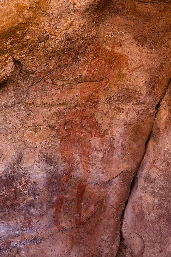 Painted man, Neolithic rock art, Tadrart region, Tassili n ́Ajjer National Park, Sahara, North Africa