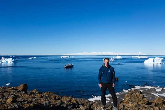 The photographer at Brown Bluff, Tabarin Peninsula, Antarctica