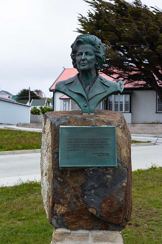 Margaret Thatcher statue in Stanley, Falkland Islands
