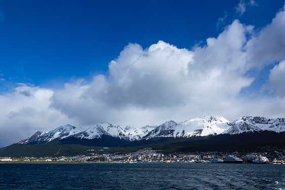 Ushuaia, the capital of Tierra del Fuego in southern Argentina, seen from the Beagle Channel
