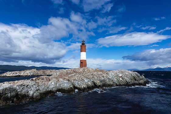 Les Éclaireurs Lighthouse in the Beagle Channel, east of Ushuaia, Tierra del Fuego, southern Argentina