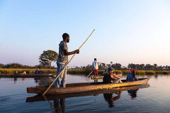 Mokoro ride at sunset, Okavango Delta