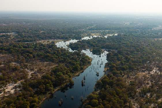 Birdseye view of the Okavango Delta