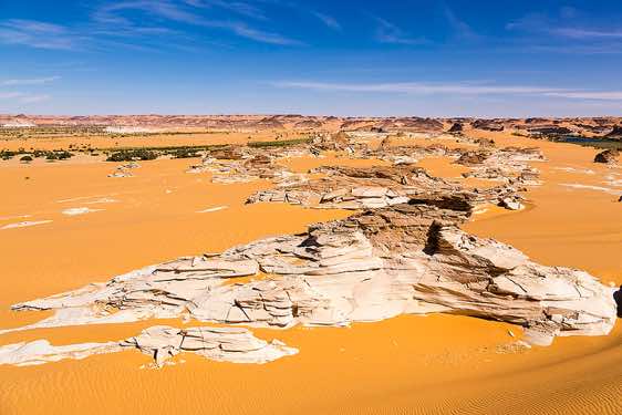 Desert landscape near Lake Bokou, Ounianga Serir series of lakes, Ennedi region, Sahara desert, northern Chad