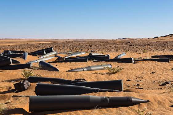 Ammunition remnants in the desert sand