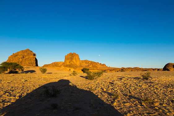 Desert landscape near campsite in late afternoon light