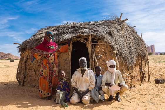 Village chief with his family, Ennedi Mountains, northeastern Chad