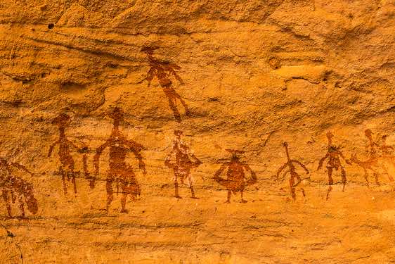 Rock art panel of human figures, Terkei West, Ennedi, northeastern Chad