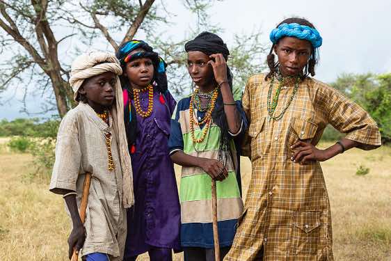 Group of young Wodaabe (Bororo) boys at the Gerewol festival