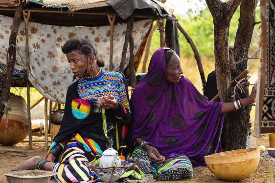 Wodaabe (Bororo) women at their campsite, Gerewol festival