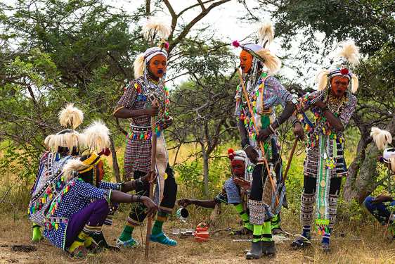 Wodaabe (Bororo) men prepare for the ceremonial dances of the Gerewol festival