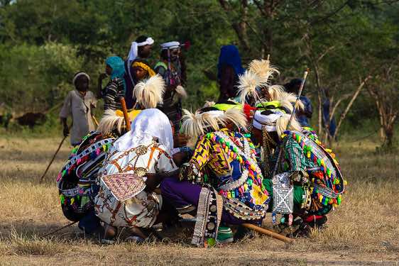 Wodaabe (Bororo) men form a circle in anticipation of the Gerewol festival performances