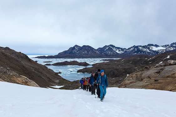 Hiking on an icefield north of Tasiilaq, Ammassalik Island
