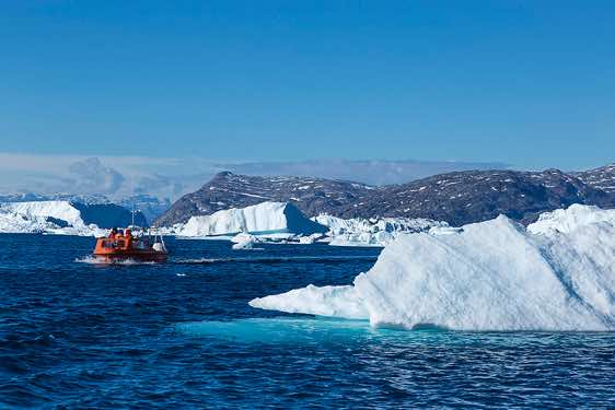 Boat, Icebergs, Sermilik Fjord