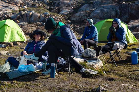Group at campsite, Johan Petersen Fjord