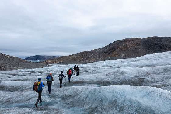 Hiking group on the glacier, Johan Petersen Fjord