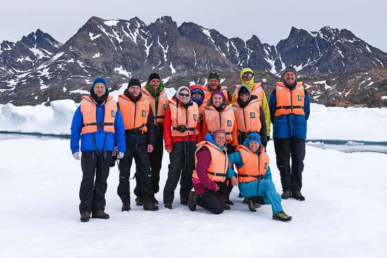 Group on ice floe, Ammassalik Island