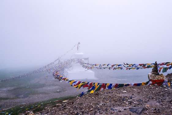 Chorten with prayer flags, Rohtang pass, 3980m, Manali-Leh highway
