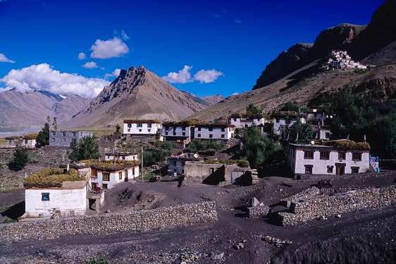 Ki monastery (top right) is located on top of a hill close to the Spiti River
